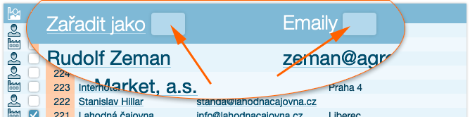 Seznam záznamů a adresáři