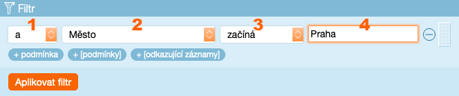 Filtr s jednou podmínkou