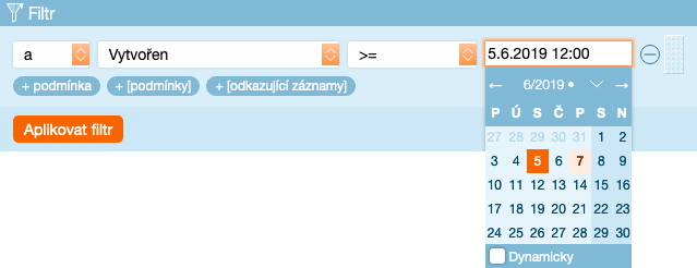 Filtr s datumem