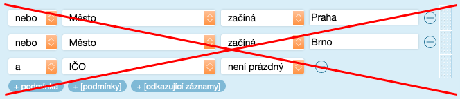 Chybně vytvořený filtr